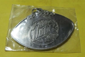 Miller Lite Chrome Metal Football  Key Chain Key Ring  - Picture 1 of 3