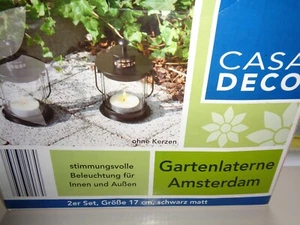 CASA DECO Gartenlaterne Amsterdam 2er Set,Größe 17 cm Schwarz matt - Bild 1 von 3