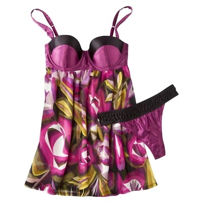 Missoni para Target 2 Peças Tanga Cami Babydoll Conjunto Chiffon Roxo XS S M L Novo com etiquetas! - Imagem 1 de 3