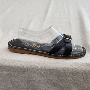 Kino Key West Sandals Womens Size 9 Black Leather Slip on Flat Buckle Open Toe - Picture 1 of 13
