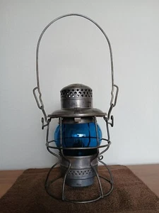 Burlington Route Adlake Kero Railroad Lantern with Teal Etched B.R. Globe - CB&Q - Picture 1 of 24