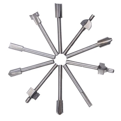 1/8" 3.2mm Mini Shank HSS Router Bits Files Fits Dremel Rotary Tool Set 10pcs - Image 1 of 4