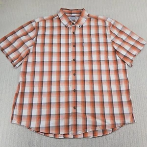 Carhartt Shirt Men 2XL XXL White Orange Plaid Relaxed Fit Short Sleeve Button Up - Picture 1 of 8