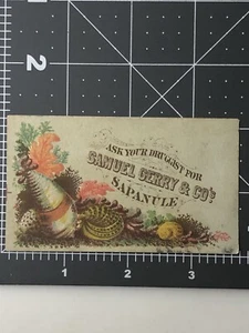 Tarjeta comercial victoriana Samuel Gerry & Co. Sapanule Cures años 1880 - Imagen 1 de 3