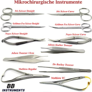 Mikrochirurgie Instrumente Noyes Schere Mathieu Nadelhalter Pinzette Goldman Fox - Bild 1 von 13