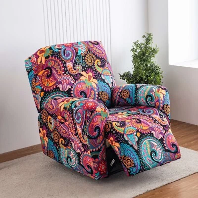 Funda reclinable elástica estampada, bolsillos laterales, protección decoración hogar, elegante Foto 1 de 4