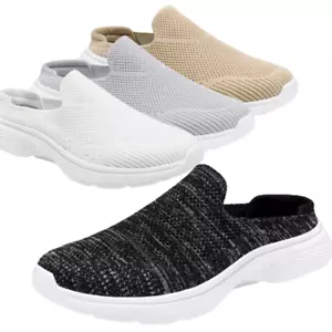 Women Mules Shoes Slip on Knit Sneakers  Lightweight Breathable Walking Shoes - Picture 1 of 32