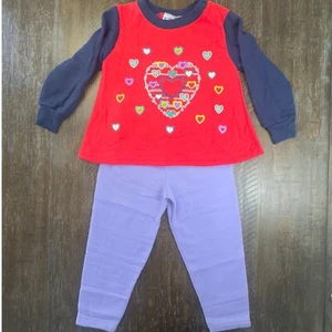 VTG Okie Dokie Set Hearts Long Sleeve Top & Pants Vintage 4T - Picture 1 of 10