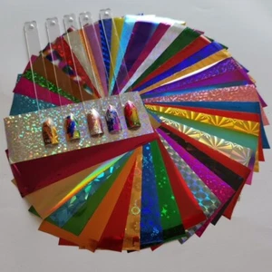 50 x Nail Foils - Mixed Nail Art Transfer Foil Wraps Decal Glitter Stickers UK! - Picture 1 of 5