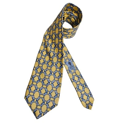 AUSTIN REED Yellow/Blue Animal Silk DESIGNER Tie ENGLAND  - Image 1 of 4