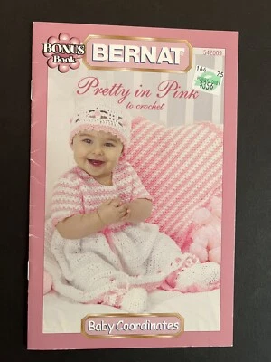 PRETTY IN PINK BABY SWEATER SET & AFGHAN DIGEST SIZE CROCHET PATTERN BOOK - Image 1 of 3