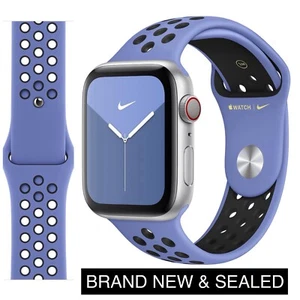 Genuine Apple Watch Nike Sport Band ROYAL PULSE / BLACK 49mm 46mm 45mm 44mm NEW - Picture 1 of 10