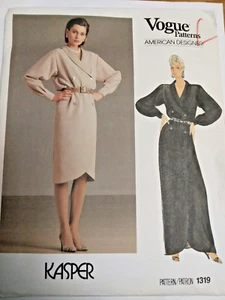 Dress Loose Fitting 14 VOGUE 1319 Sewing Pattern UC VTG 80s KASPER Long Midi - Picture 1 of 7