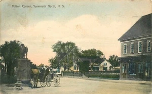 MILTON CORNER STREET SCENE, YARMOUTH, NOVA SCOTIA, CANADA, VINTAGE POSTCARD  - Picture 1 of 2