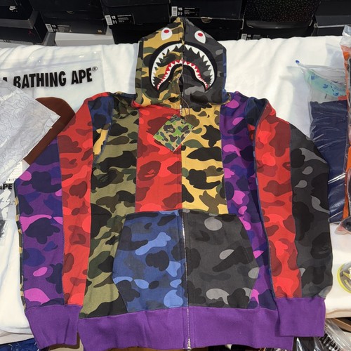 A BATHING APE (BAPE) Felpa con cappuccio e zip intera BAPE crazy mix camo shark A Bathing Ape taglia M