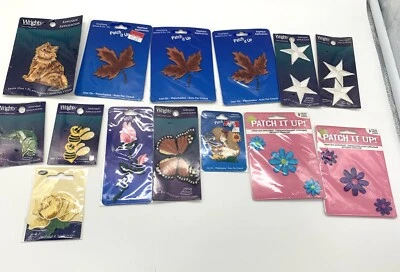 14 Vintage Embroidered Patches Iron On & Sew On Stars Daisy Butterfly Wrights - Image 1 of 4
