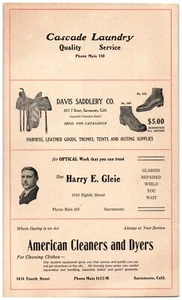 Sacramento Bus. Display Cascade Laundry Davis Saddlery Harry E. Gleie Optics C8 - Picture 1 of 2