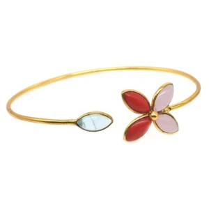 Rote Koralle Edelstein Armband Mode vergoldet Unikat Schmuck verstellbar O096 - Bild 1 von 5