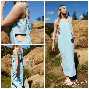 Maxi Vestido Free People Hot Shot Twist Back Azul Talla Mediana Nuevo con Etiquetas - Imagen 1 de 2