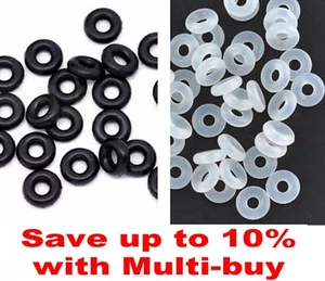Cuentas espaciadoras con tapones de anillo de goma para pulseras dijes europeas - transparentes o negras - Imagen 1 de 1