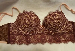 Victoria's Secret gepolsterter Pushup-Halb-BH mit Spitze pink/burgund 34C - Bild 1 von 7
