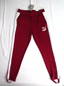 Gr. L Large Puma T7 Vintage Slim Fit leichte Trainingshose rot dahlie weiß - Bild 1 von 19