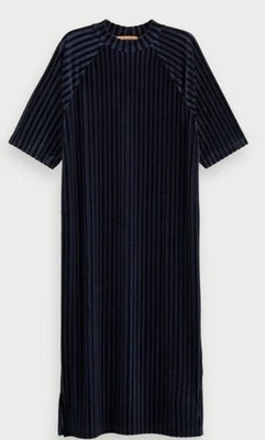 Scotch & Soda Starwatcher Navy Blue Velvet Midi Dress M Whimsigoth 90s Grunge - Image 1 of 4