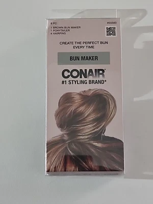 Conair Bun Maker Kit Brown Hair Styling Tool Hairpins & Ponytail Holder 6 Pc - Image 1 of 4