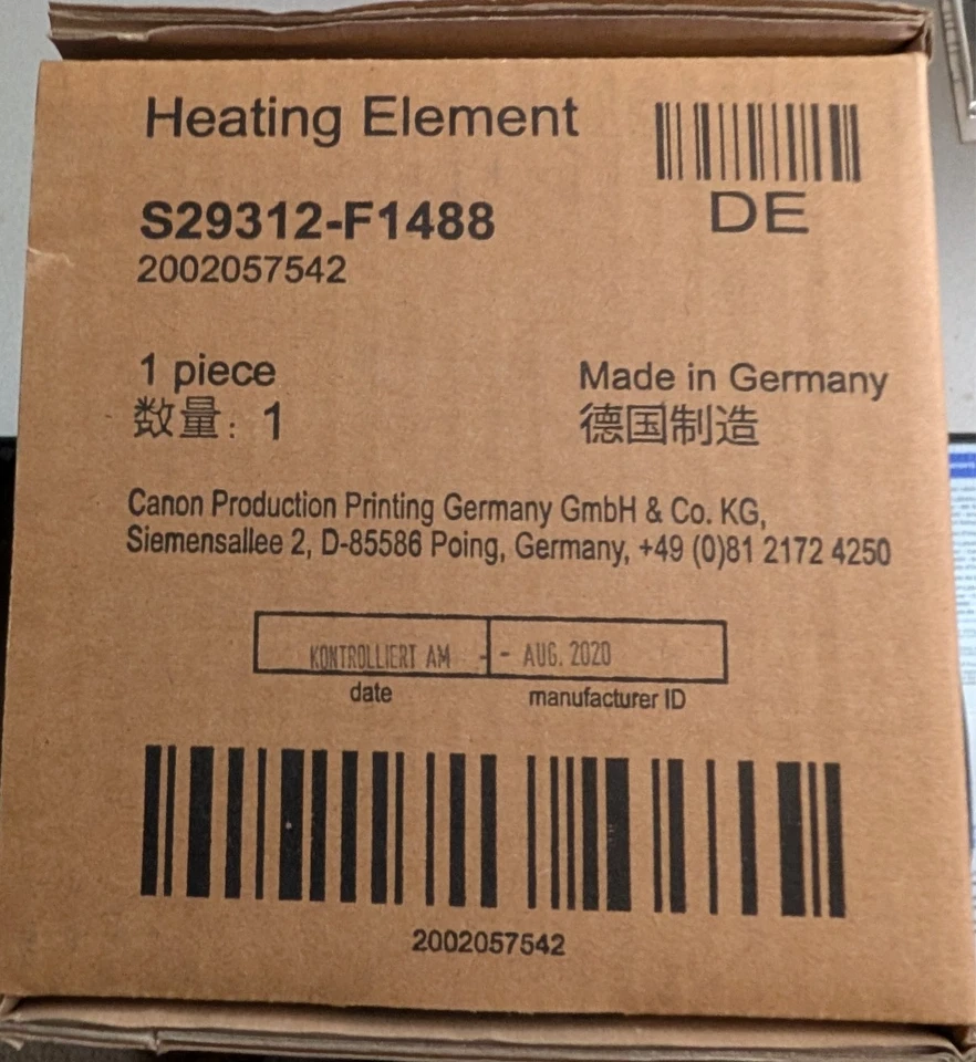 Elemento calefactor Canon Oce VarioStream 8000 S29312-F1488 2002057542 Foto 1 de 1