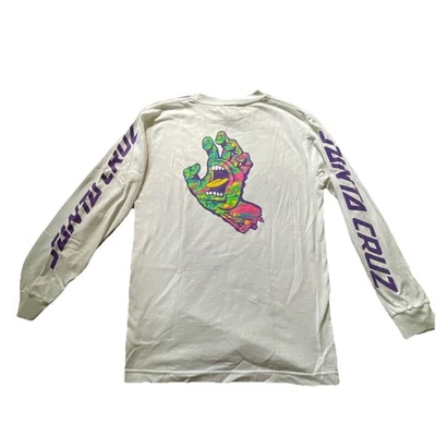 Camiseta Santa Cruz Screaming Hand Para Hombre Manga Larga Estampado Doble Cara Blanca Talla S Foto 1 de 4