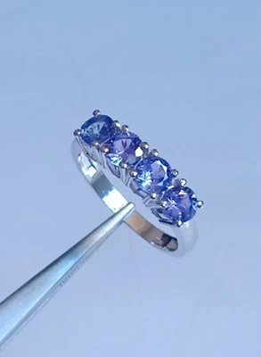Anello fascia tanzanite originale argento sterling 925 pietra nascita... - Immagine 1 di 4