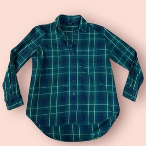 Camisa Madewell Franela Gran Tamaño Ex-Novio Verde a Cuadros Oscuro Top XS - Imagen 1 de 5