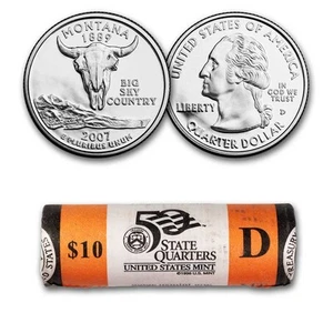 2007-D Montana Statehood Quarter 40-Coin Roll (Mint Wrapped) - Picture 1 of 3