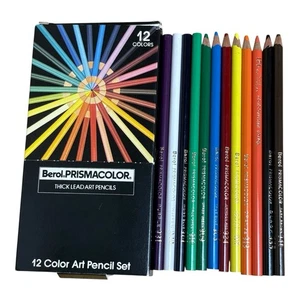 Berol Prismacolor Colored Pencils Art Set of 12 Thick Lead No 952 Easel Box Used - Picture 1 of 8