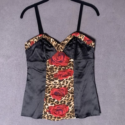 Express Top Womens 6 Y2K Vamp Whimsigoth Witchy Cami Bustier Silk Floral Coquett - Image 1 of 4