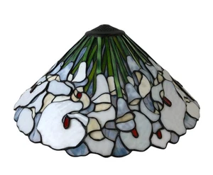 Calla Lily Stained Glass Look Large Lamp Shade Plastic Reproduction 12 x 20" - Picture 1 of 7