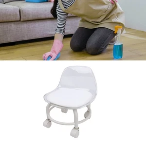 Small Acrylic Stool Mute Short Rolling Stool Chair Multifunctional Space Saving - Picture 1 of 12