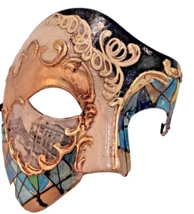 MAR5 PHANTOM OF THE OPERA - A QUALITY HANDPAINTED ITALIAN MASK, BLUE/GOLD - Picture 1 of 3
