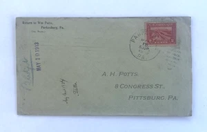 US SC 398 PARKESBURG, PA POSTAL HISTORY COVER 1913 - Picture 1 of 2