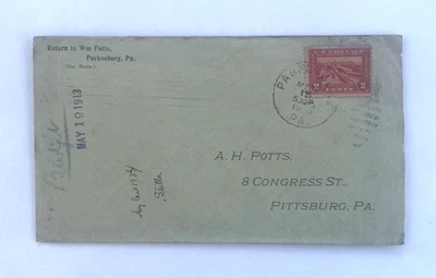 US SC 398 PARKESBURG, PA POSTAL HISTORY COVER 1913 - Image 1 of 2