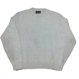 Vtg Wool Jantzen Sweater Mens SZ L White Chunky Fishermen Knit 90s USAMade(read) - Picture 1 of 6
