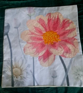 Finished Pillow Cover Cross Stitch 5D Picture Flowers Daisies Gift - Picture 1 of 3
