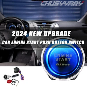Universal For Car Engine Start Push Button Switch Ignition Starter Kit Blue - Picture 1 of 20