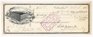 Cheque de 1893 de H.C. Godman Co. Zapatos. Pagado, Silver Banking Co. Wellsville, Ohio. - Imagen 1 de 2