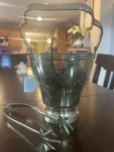 Vtg Unique Metal Ice Bucket Claw Ice Sugar Tongs Used - Picture 1 of 5