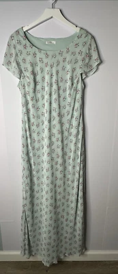 复古花卉连衣裙 US 14 英国 18 蓝色 Cottagecore 女性破旧别致 Fairycore — 第 1/4 张图片