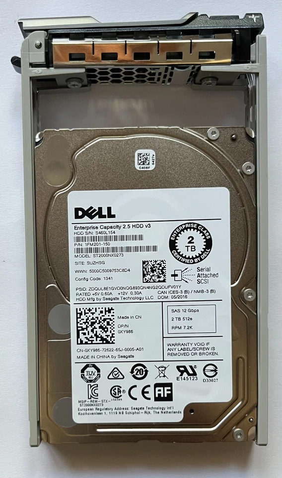 XY986 DELL SEAGATE ST2000NX0273 2TB 7.2K SAS 12Gb/s 128MB 512e 2.5" HDD 0XY986 - Image 1 of 1