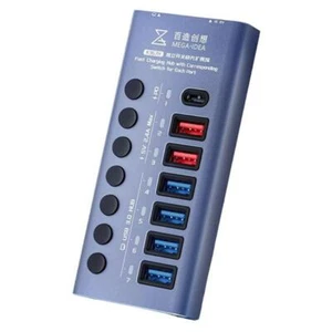 CARICABATTERIE DA BANCO MEGA-IDEA K367H CON 7 PORTE POWER SUPPLY HUB USB 3.0 - Imagen 1 de 2