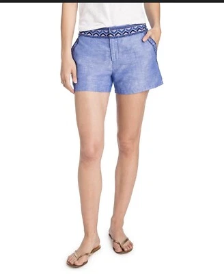 Pantalones Cortos Vineyard Vines Bordados Foley Lino Mezcla Algodón Talla 00 Azul Foto 1 de 4