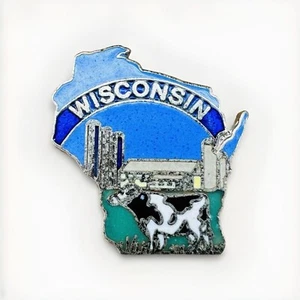 Vintage Wisconsin Souvenir Dairy Farm Cow Enamel Lapel Hat Pin P238 - Picture 1 of 4
